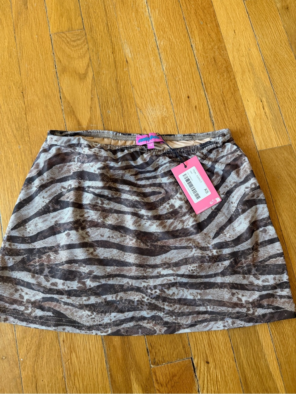 Edikted Zebra-Print Mini Skirt - Brown, Gray